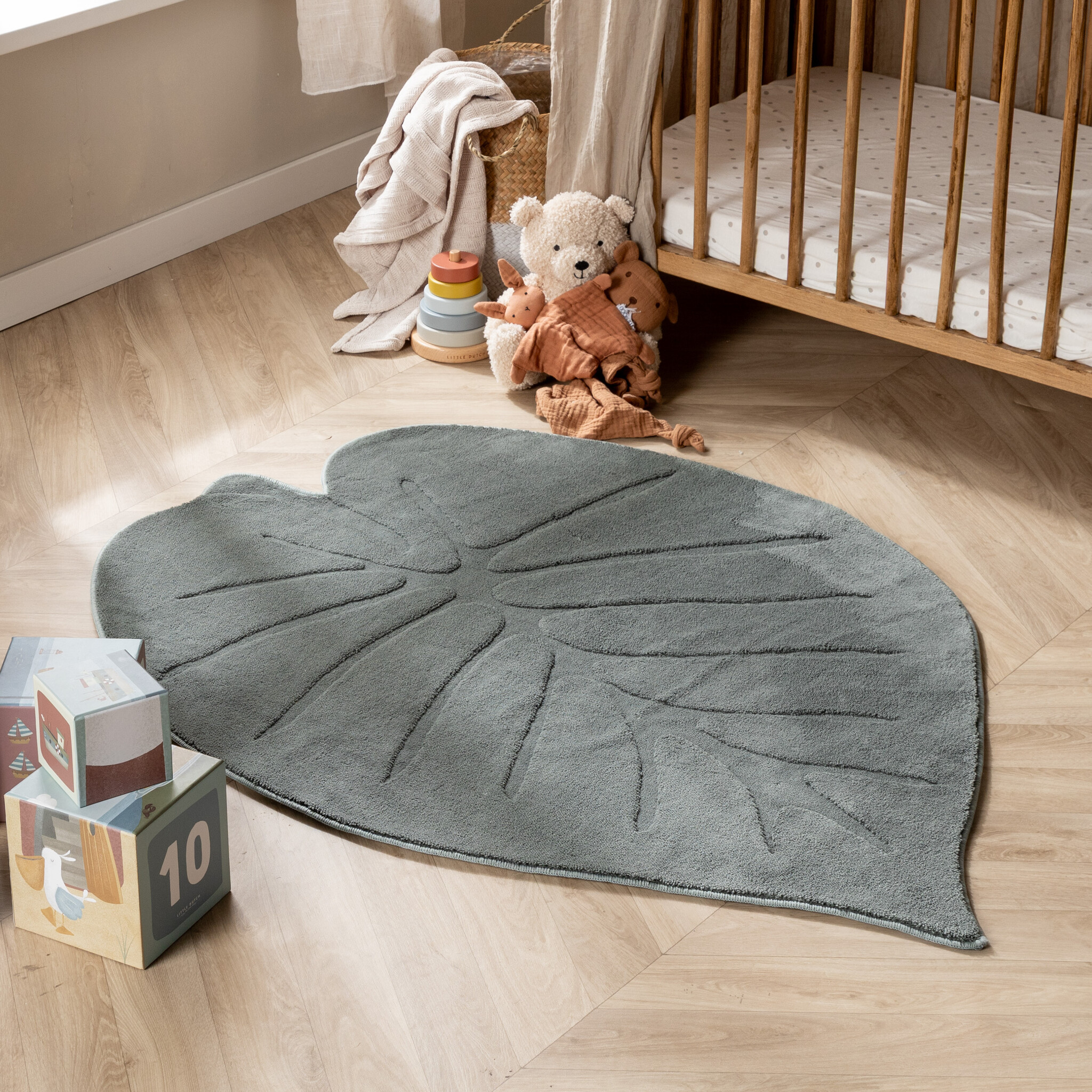 Wasbaar kindervloerkleed - Coco Blad Donkergroen