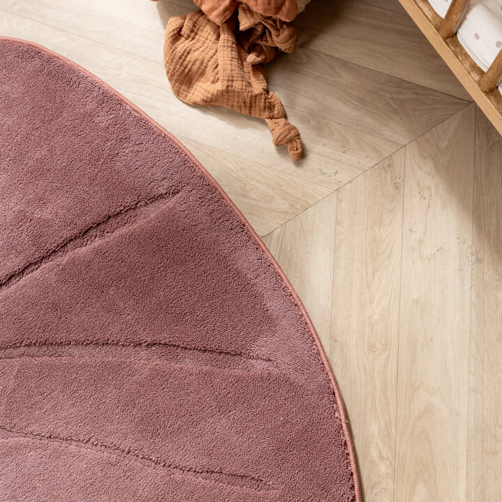 Wasbaar kindervloerkleed - Coco Blad Donkerroze