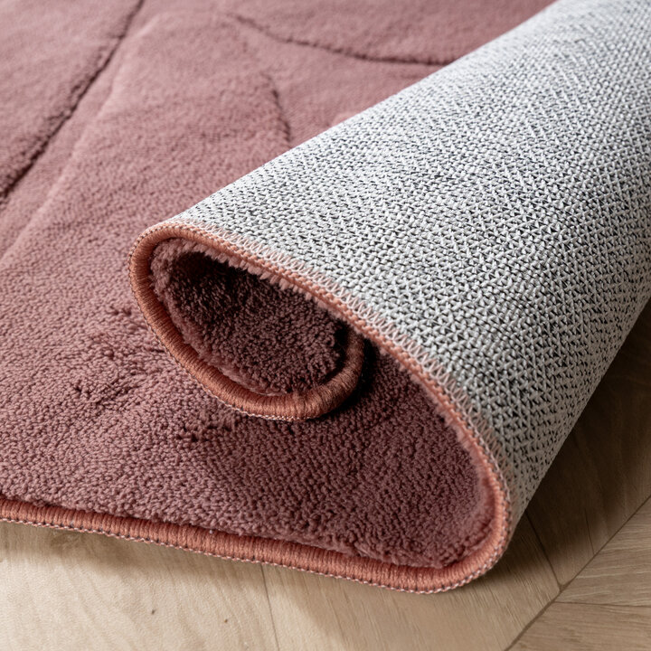 Wasbaar kindervloerkleed - Coco Blad Donkerroze