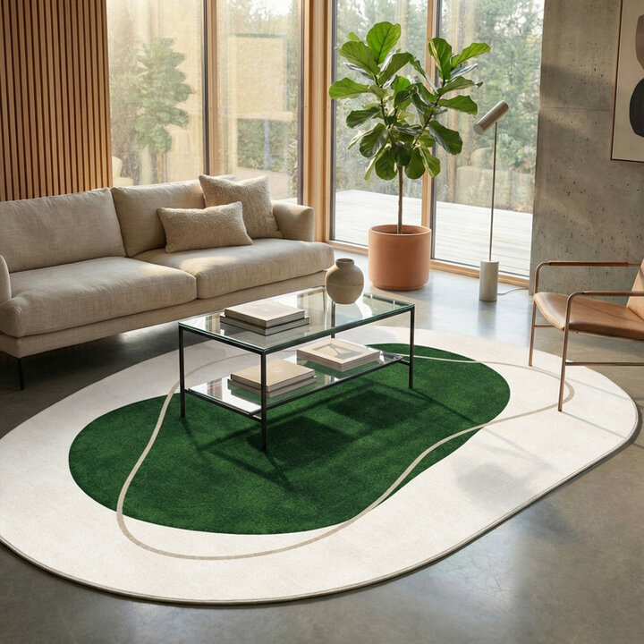 Organisch vloerkleed - Elyra Groen/Beige