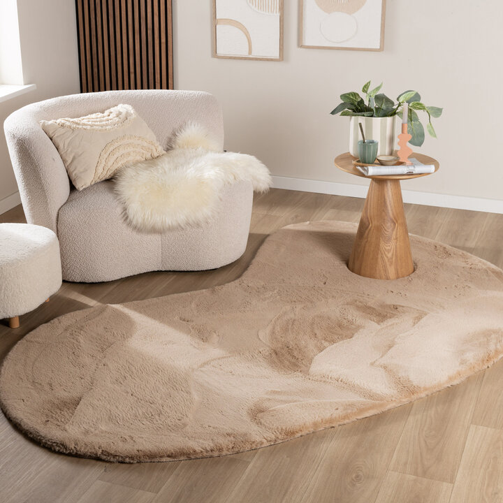 Zacht hoogpolig vloerkleed - Comfy Supreme Ripple Beige