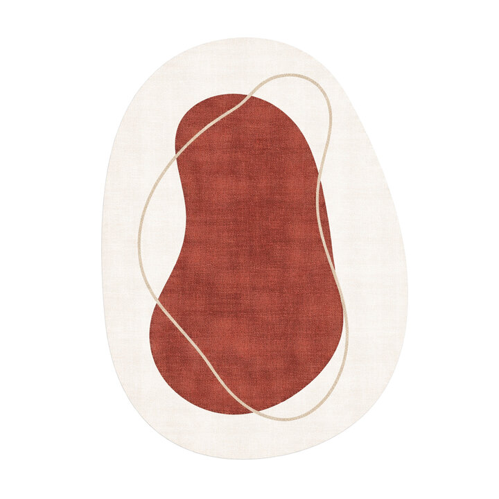 Organisch vloerkleed - Elyra Rood/Beige