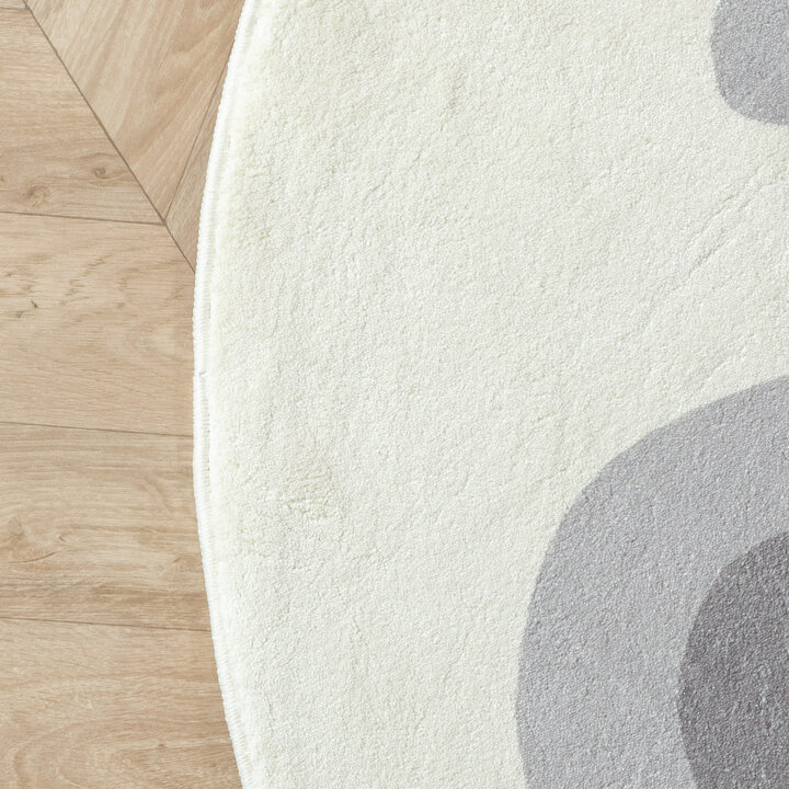 Rond wasbaar kindervloerkleed - Sammy Elephant Grijs