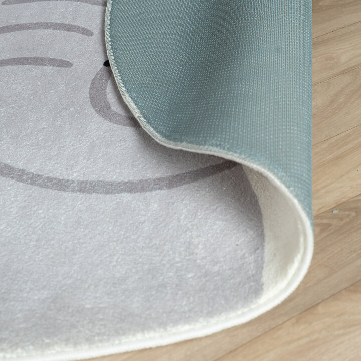 Rond wasbaar kindervloerkleed - Sammy Elephant Grijs