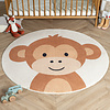 Rond wasbaar kindervloerkleed - Sammy Monkey Bruin - thumbnail