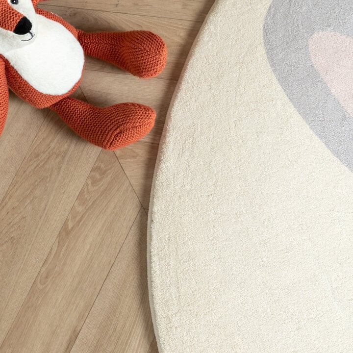 Rond wasbaar kindervloerkleed - Sammy Rabbit Grijs