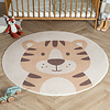 Rond wasbaar kindervloerkleed - Sammy Tiger Beige - thumbnail