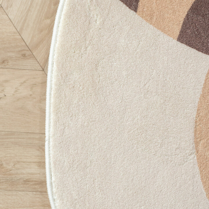 Rond wasbaar kindervloerkleed - Sammy Tiger Beige