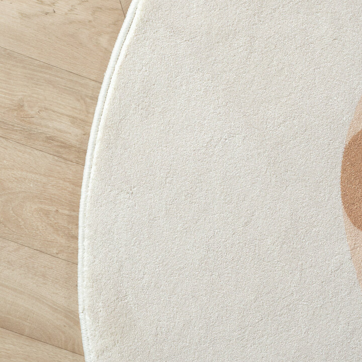 Rond wasbaar kindervloerkleed - Sammy Giraffe Beige