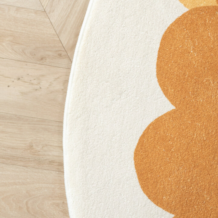 Rond wasbaar kindervloerkleed - Sammy Lion Bruin