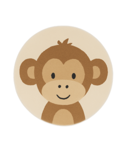 Rond wasbaar kindervloerkleed - Sammy Monkey Bruin