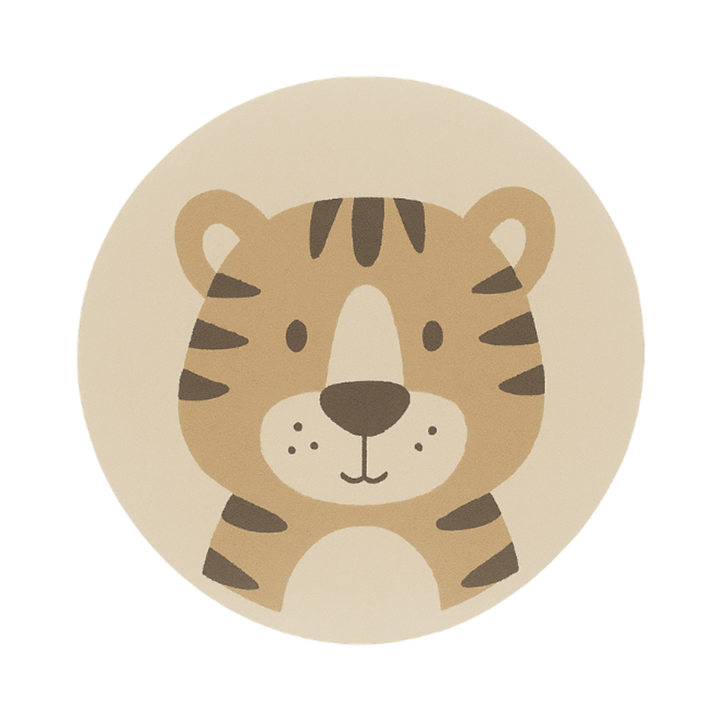 Rond wasbaar kindervloerkleed - Sammy Tiger Beige