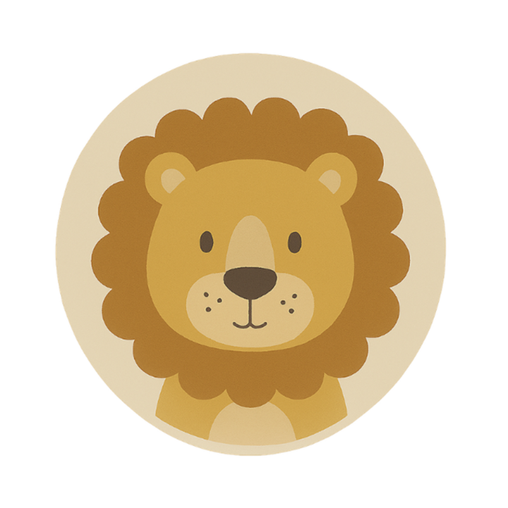 Rond wasbaar kindervloerkleed - Sammy Lion Bruin