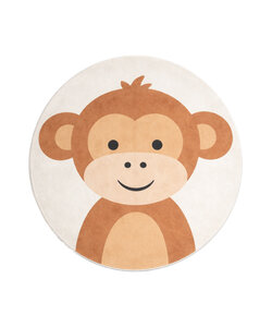 Rond wasbaar kindervloerkleed - Sammy Monkey Bruin