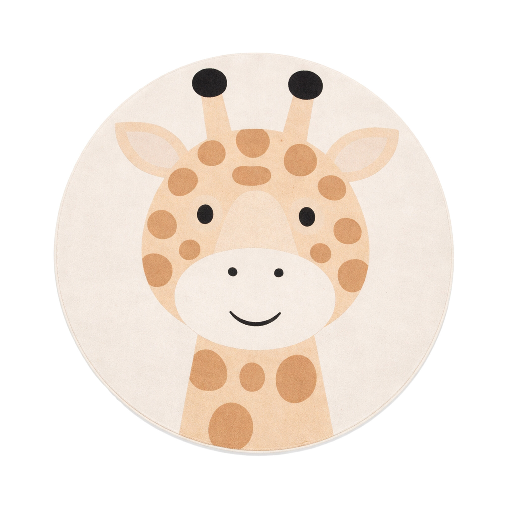 Rond wasbaar kindervloerkleed - Sammy Giraffe Beige - sfeer