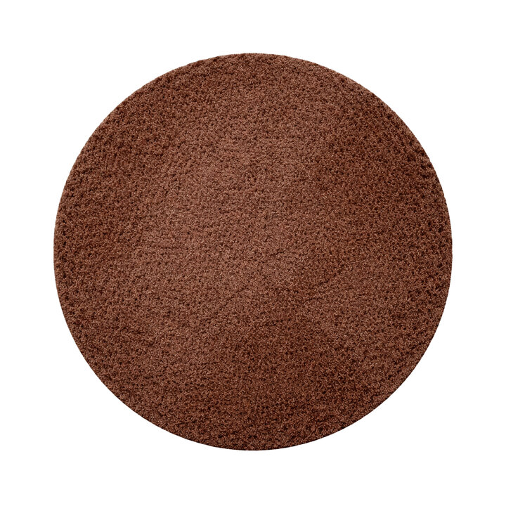 Rond fluffy vloerkleed - Bobby Donkerbruin