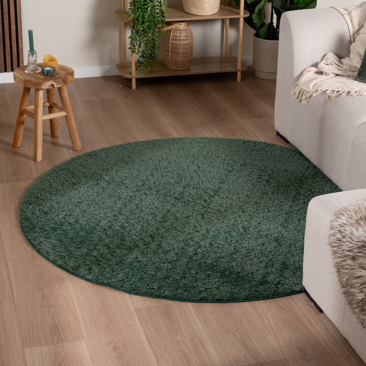 Rond fluffy vloerkleed - Bobby Groen