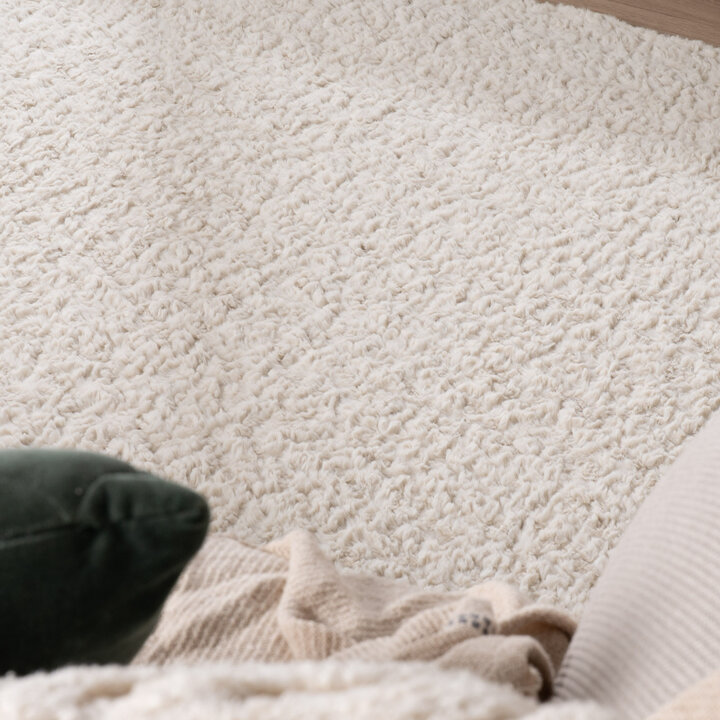 Rond fluffy vloerkleed - Bobby Wit
