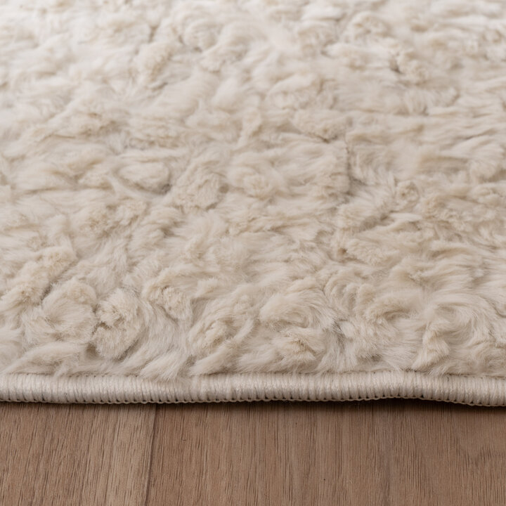 Rond fluffy vloerkleed - Bobby Wit