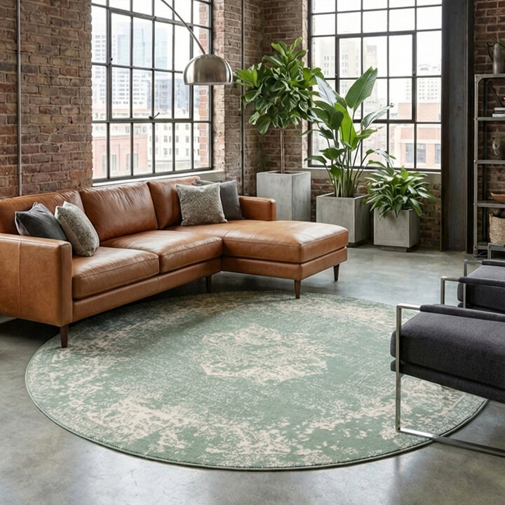 Rond vintage vloerkleed - Wonder Groen