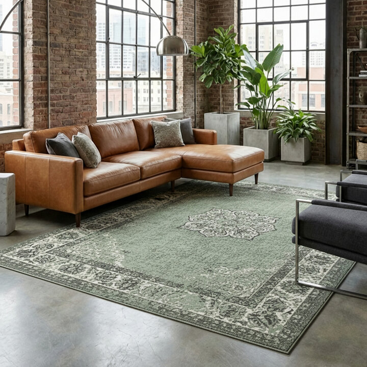 Vintage vloerkleed - Wonder Groen/Zwart