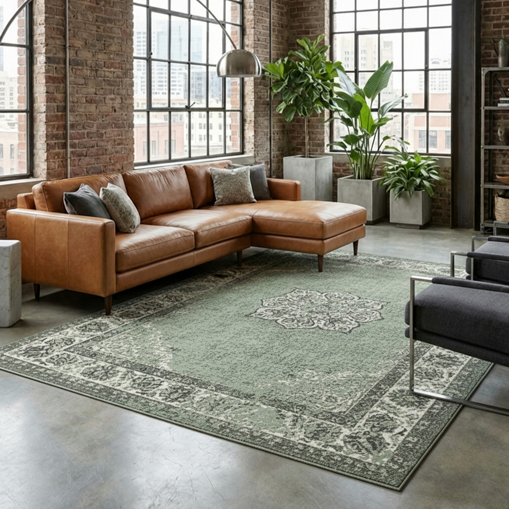 Vintage vloerkleed - Wonder Groen/Zwart