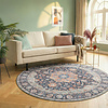 Rond vintage vloerkleed - Imagine Medaillon Blauw - thumbnail