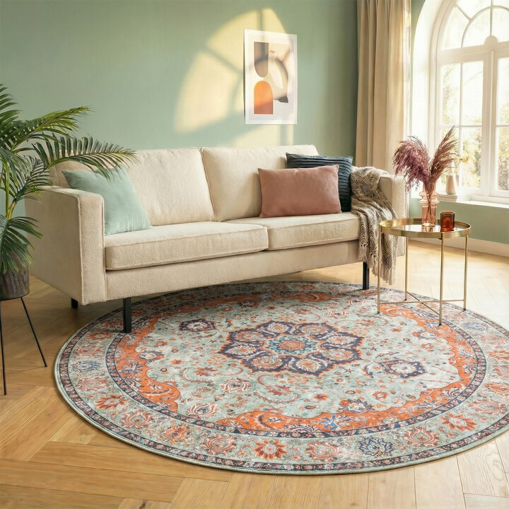 Rond vintage vloerkleed - Imagine Medaillon Groen