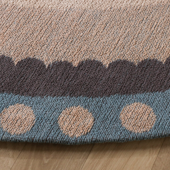 Rond katoenen vloerkleed - Nola Border Blauw