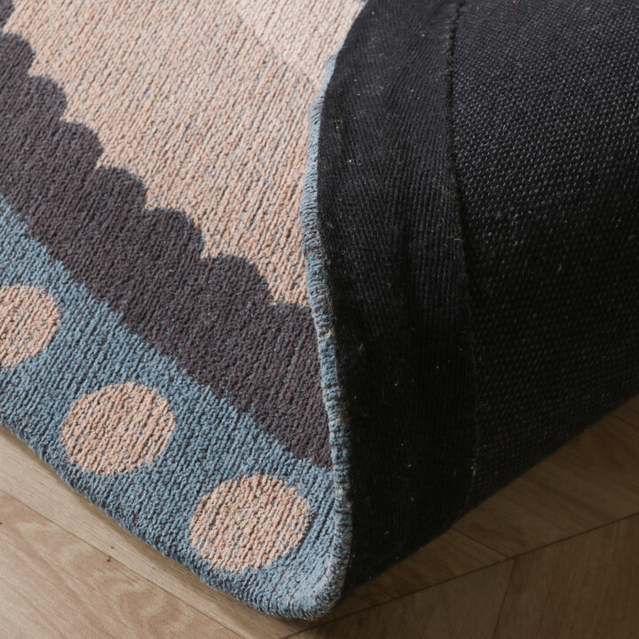 Rond katoenen vloerkleed - Nola Border Blauw