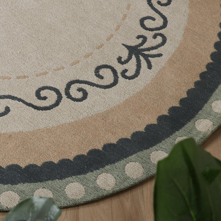 Rond katoenen vloerkleed - Nola Border Groen