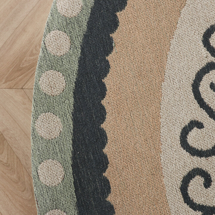 Rond katoenen vloerkleed - Nola Border Groen