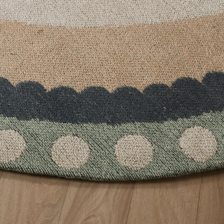 Rond katoenen vloerkleed - Nola Border Groen