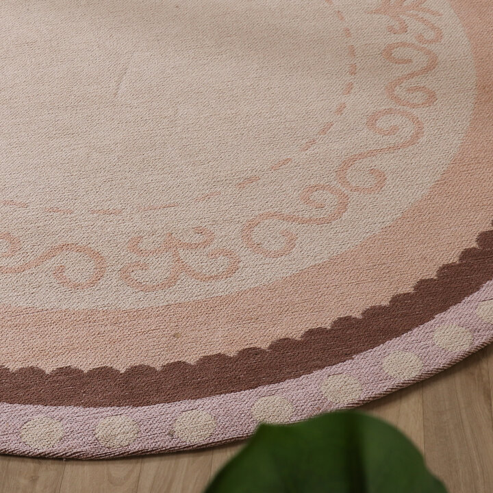Rond katoenen vloerkleed - Nola Border Beige