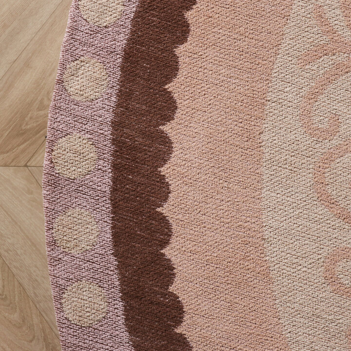 Rond katoenen vloerkleed - Nola Border Beige
