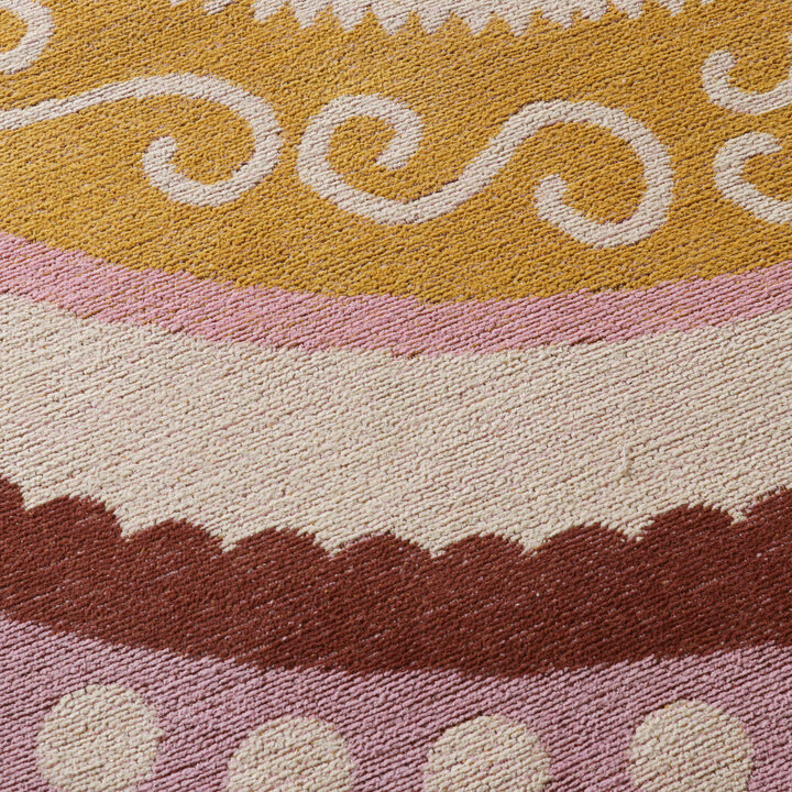 Rond katoenen vloerkleed - Nola Border Roze