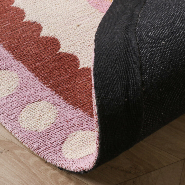 Rond katoenen vloerkleed - Nola Border Roze