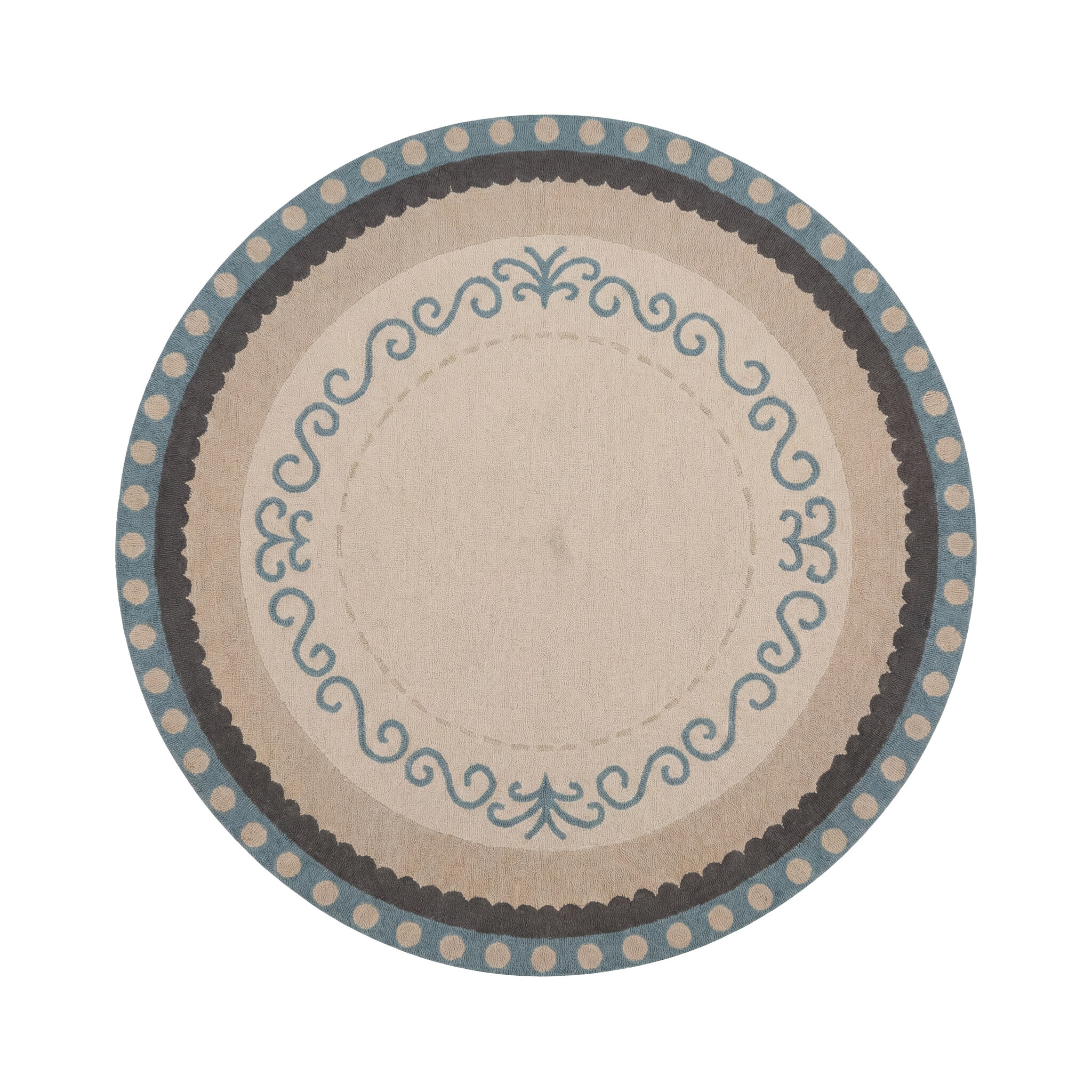 Rond katoenen vloerkleed - Nola Border Blauw - sfeer