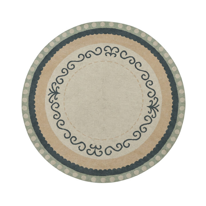 Rond katoenen vloerkleed - Nola Border Groen