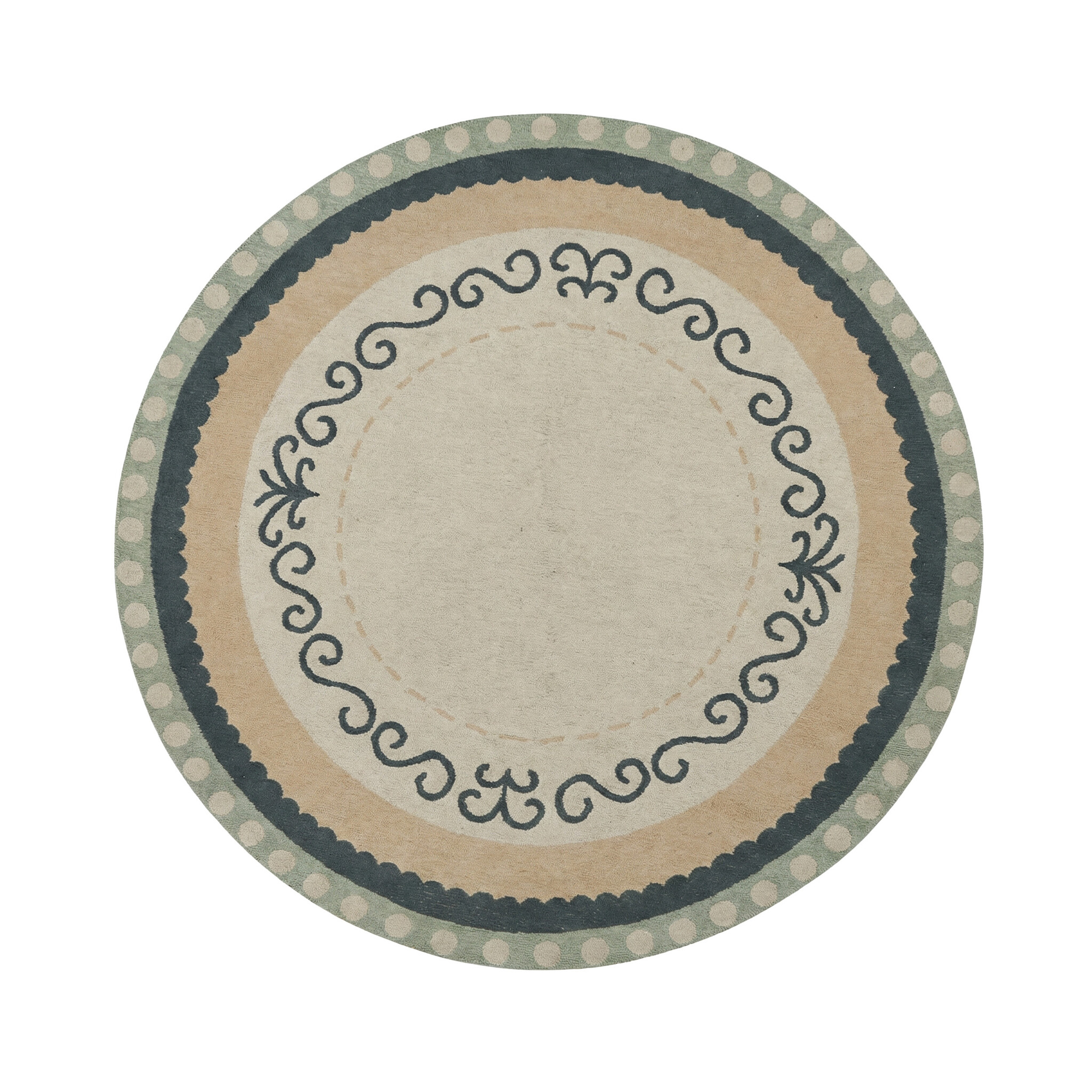 Rond katoenen vloerkleed - Nola Border Groen - sfeer