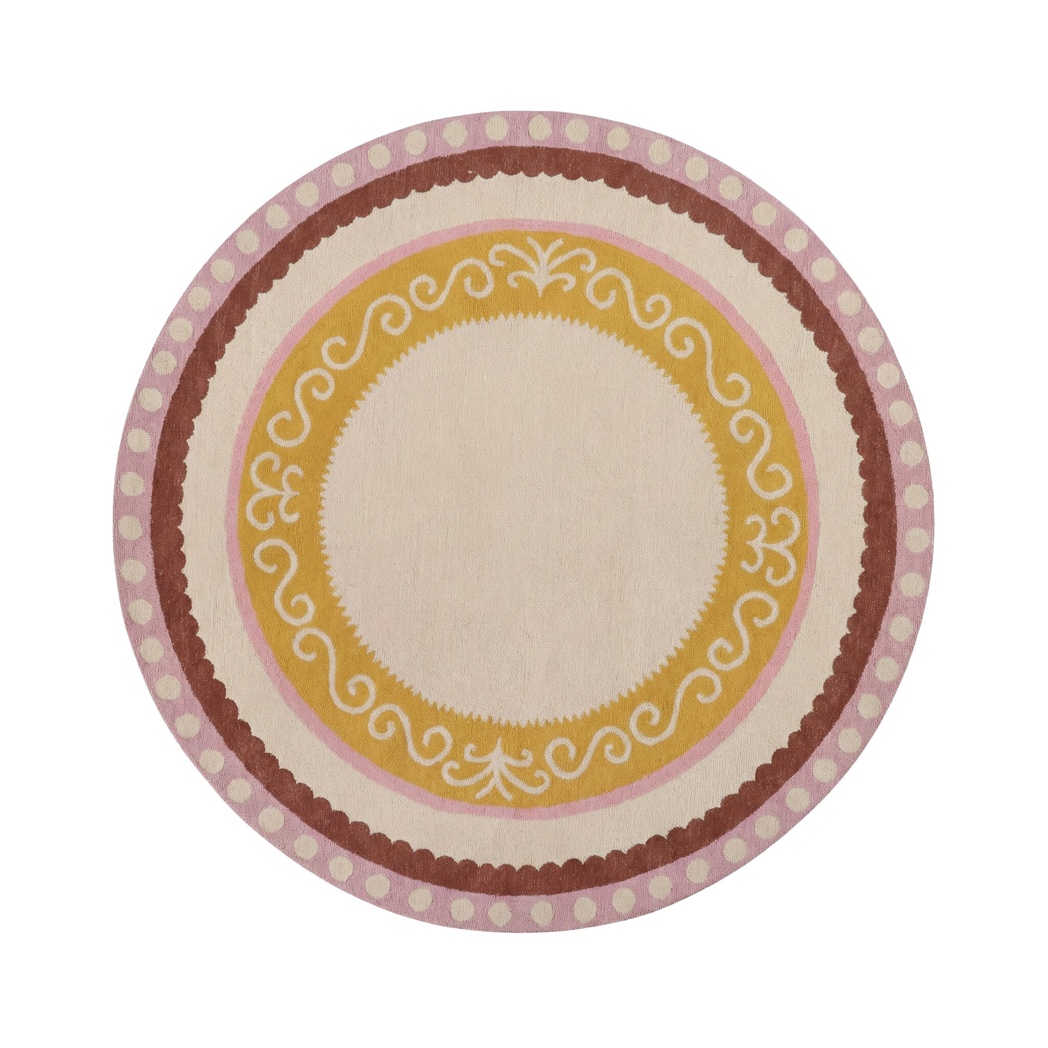 Rond katoenen vloerkleed - Nola Border Roze - sfeer