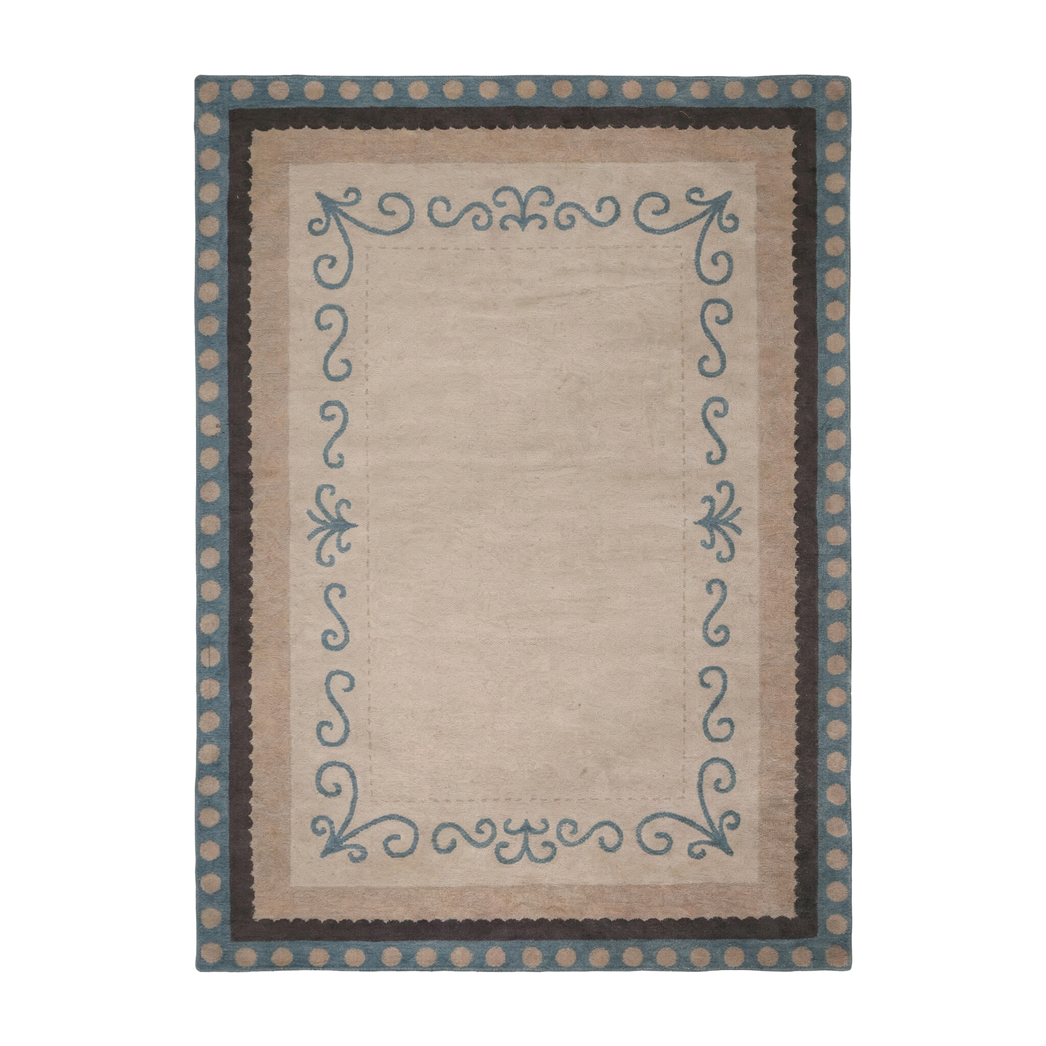 Katoenen vloerkleed - Nola Border Blauw - sfeer