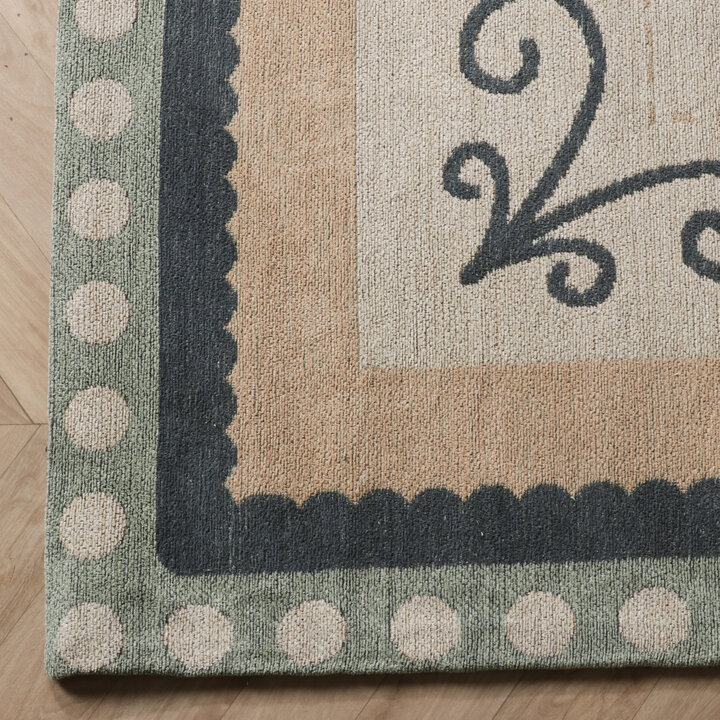 Katoenen vloerkleed - Nola Border Groen