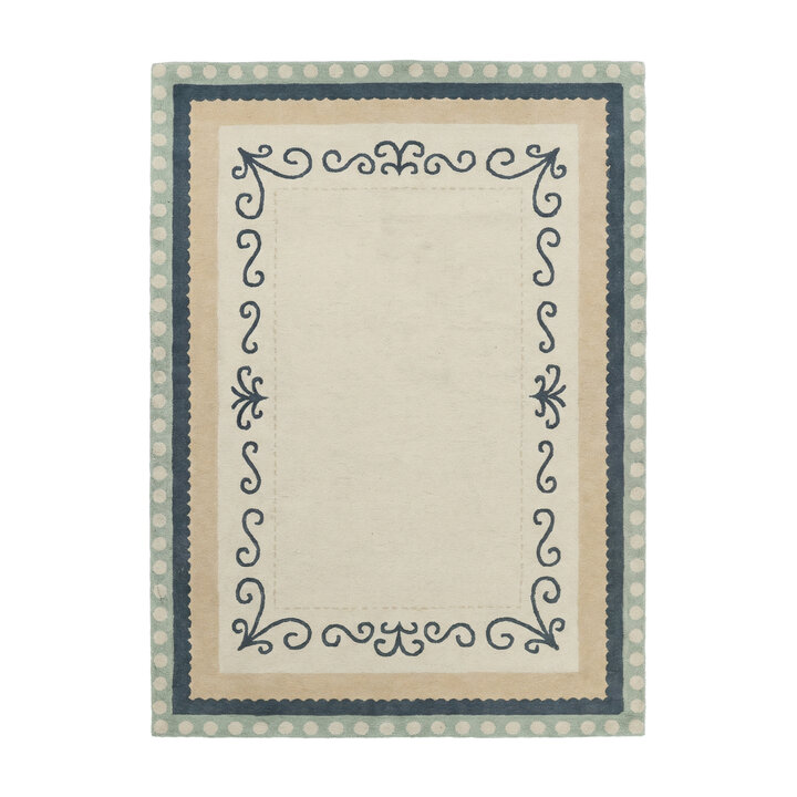 Katoenen vloerkleed - Nola Border Groen