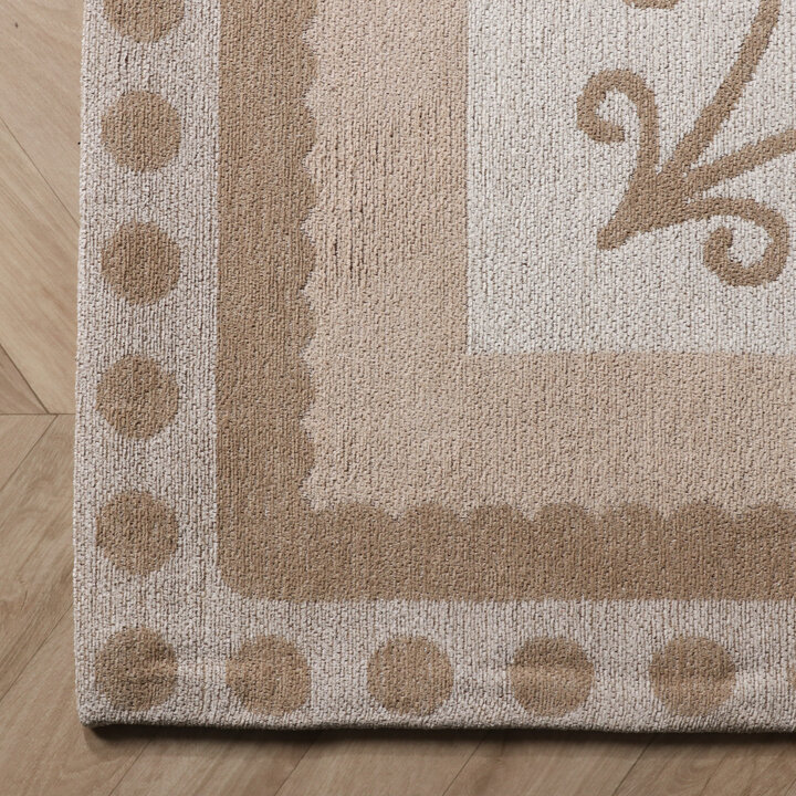 Katoenen vloerkleed - Nola Border Creme