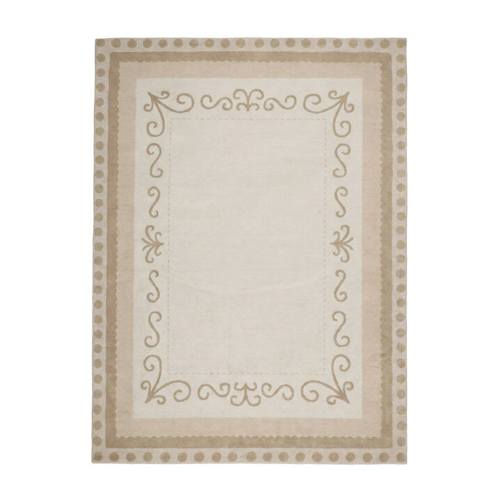 Katoenen vloerkleed - Nola Border Creme