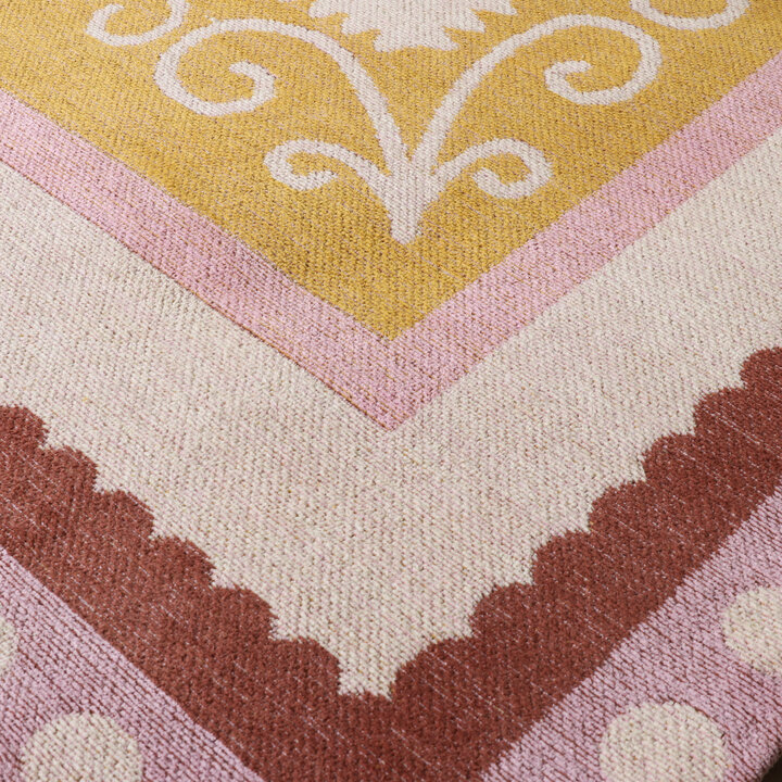 Katoenen vloerkleed - Nola Border Roze