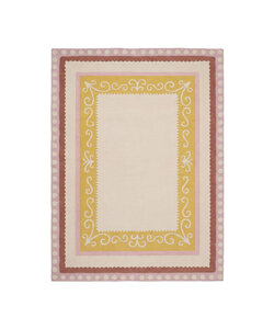 Katoenen vloerkleed - Nola Border Roze