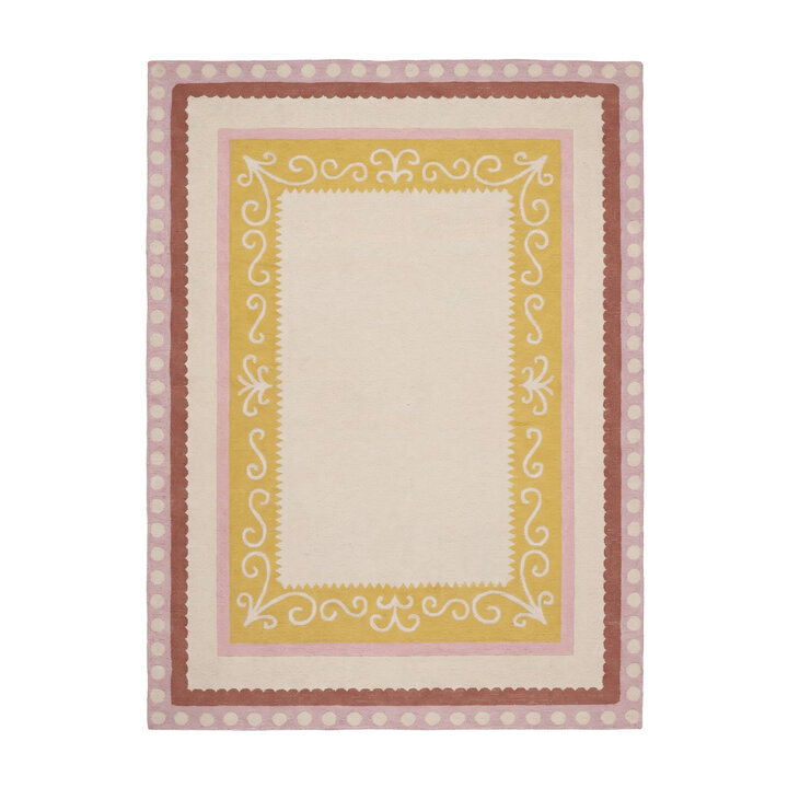 Katoenen vloerkleed - Nola Border Roze