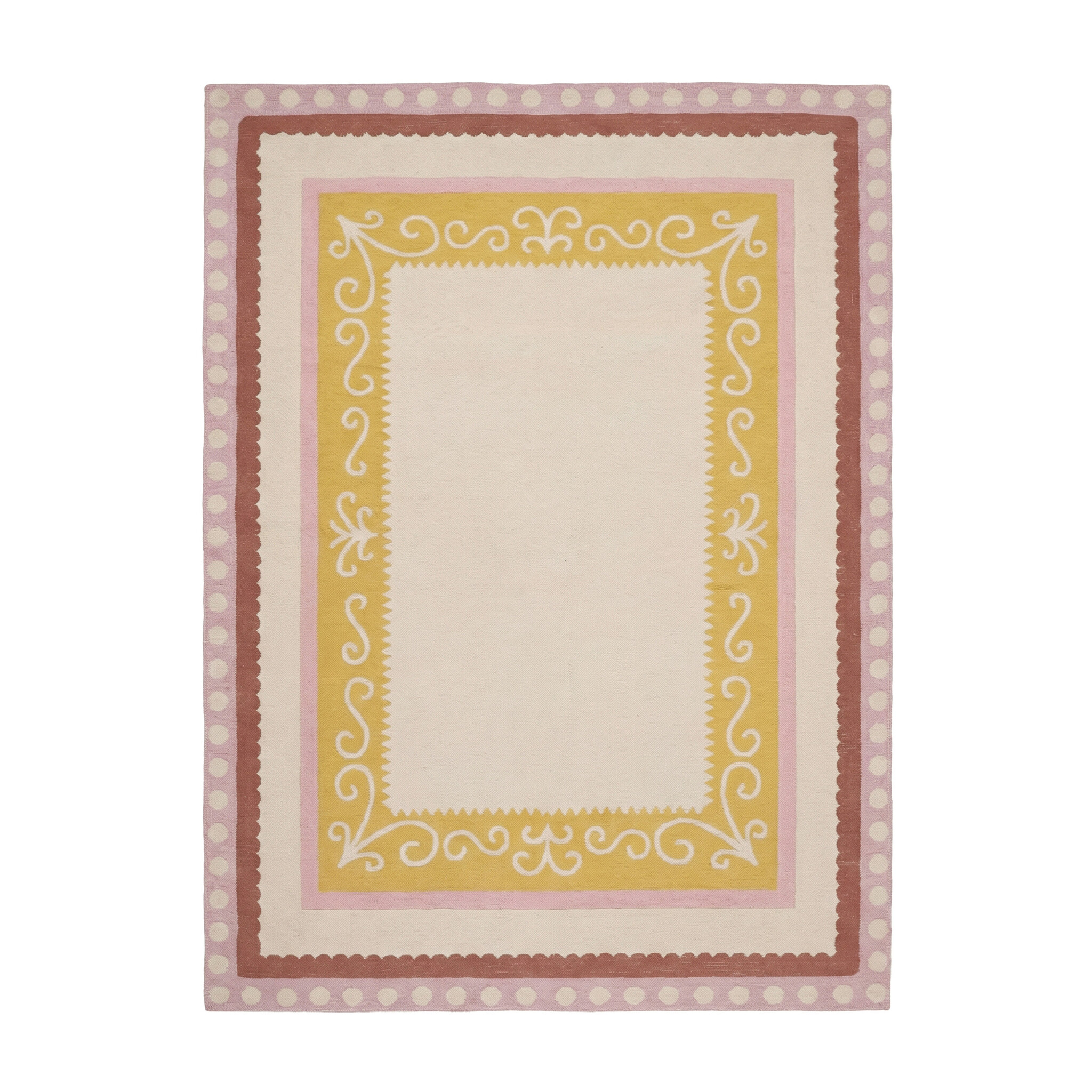 Katoenen vloerkleed - Nola Border Roze - sfeer